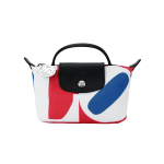 Longchamp X Robert Indiana Bendradarbiavimo Logotipo Mygtukas Užtrauktukas Minimalistinis Audinio Koldūno Formos Rankinė Mini Moteri&scaron;kos tote rankinės Baltas 34175BBA007 White