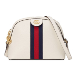 Gucci Ophidia Balta Odinė Rankinė per Petį su Web Juostele ir Kupoline Formos Užsegimu Moterims Kasdieniam Naudojimui Basic Set (Bag+Dust Bag)