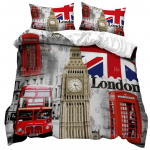 JK Londono stiliaus Karaliaus Karalienės antklodės užvalkalas Briti&scaron;ki elementai Patalynės komplektas paaugliams suaugusiems Londono tiltas Big Benas Poliesterinis antklodės užvalkalas EU single(135x200cm) gray
