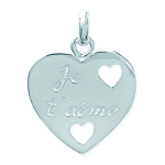 Les Tr&eacute;sors De Lily [D7201] - Pendentif Argent 'Je T'aime' argent&eacute; - 15x15 mm sidabras