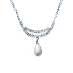 Les Tr&eacute;sors De Lily [F0361] - Collier Argent 'Alicia' Blanc argent&eacute; (rhodi&eacute;) - 28x24 mm