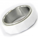 Bague Cr&eacute;ateur 'Mineralia' c&eacute;ramique blanc