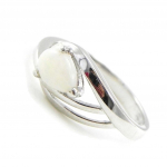 Bague Argent 'D&eacute;esse Opale' Blanc argent&eacute; (rhodi&eacute;) - 15x8 mm
