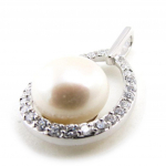 Les Tr&eacute;sors De Lily [J0174] - Pendentif Argent 'Sissi' blanc argent&eacute; (rhodi&eacute;) - 20x15 mm