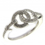 Bague Argent 'Infini' blanc argent&eacute; (rhodi&eacute;) - 18x8 mm