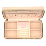 Davidt's [Q0143] - Coffret &agrave; Bijoux zipp&eacute; 'Victoria' rose p&acirc;le dor&eacute; - 24x12x7 cm