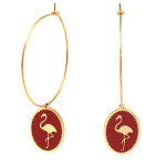 Les Tr&eacute;sors De Lily [Q2475] - Cr&eacute;oles cr&eacute;ateur acier 'Flamant Rose' rouge dor&eacute; - 33 mm- 18x14 mm