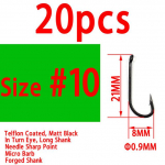 Bimoo 20vnt Feflono danga Ilgo koto karpių žvejybos kabliukas žemyn Eye High-Carbon Plieno karpių žvejybos kabliuko kabliukai #2