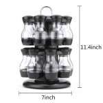360 besisukantis prieskonių stiklainių stovas virtuvės stalvir&scaron;io ekrano organizatorius Prieskonių butelių laikiklio stovas su 1 sluoksnių 8 prieskonių stiklainiais / 2 sluoksniais 16 prieskonių stiklainių 16 Jars ABS