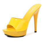 Moteri&scaron;ki batai Sandalai lauke &Scaron;lepetės auk&scaron;takulniai 13 cm Seksualūs auk&scaron;takulniai stileto moteri&scaron;ki batai vakarėliui 37 geltona