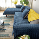 Vienspalvis neslystantis sofos užvalkalas, storas mink&scaron;tas pliu&scaron;inis sofos pagalvėlės rank&scaron;luostis, skirtas svetainės baldams. 110x210cm 1pc tamsiai mėlyna spalva