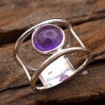 Ametisto žiedas, 925 sterlingų sidabro papuo&scaron;alai, sidabrinis žavus žiedas, sidabro papuo&scaron;alai