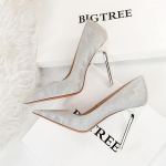 BIGTREE Retro stiliaus auk&scaron;takulniai sekli burnos smailiu plonu kulnu 10,5 cm Super auk&scaron;takulniai Seksualūs moteri&scaron;ki batai Auk&scaron;takulniai 34 pilka