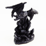 Les Tr&eacute;sors De Lily [A0426] - Mini statuette r&eacute;sine 'Dragon Mystique' gris fonc&eacute; - 6 cm pilka