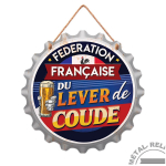 Les Tr&eacute;sors De Lily [A1355] - Plaque m&eacute;tal capsule 'F&eacute;d&eacute;ration Fran&ccedil;aise du Lever de Coude' relief 3D - 30 cm
