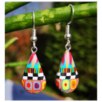 Les Tr&eacute;sors De Lily [R6413] - Boucles d'oreilles artisanales 'Colombine & Arlequin' multicolore - 30x15 mm