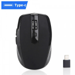 2,4 Ghz USB tipo C belaidė pelė 1600 Dpi Ergonomi&scaron;kos žaidimų pelės USB-c įrenginiai Biuro žaidimų tyli mini kompiuterio pelė juoda