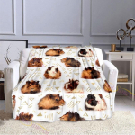 Jūrų kiaulytės mielos gyvūnų spausdintos antklodės flanelinės antklodės animacinių filmų spausdinimo lapų sofos lovatiesės vaikams Siesta laisvalaikio užtiesalai 150x180cm