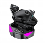&bdquo;TWS Gaming&ldquo; belaidės ausinės &bdquo;Bluetooth 5.1&ldquo; mažos delsos ai&scaron;kūs balso skambučiai RGB lengvos muzikos ausinės, ilgai veikianti baterija su įkrovimo dėžute juoda