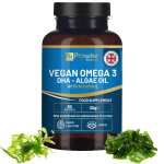Prowise Vegan Omega-3 DHA i&scaron; dumblių aliejaus | 60 mink&scaron;tųjų gelių su vitaminu E | 400 mg DHR + 10 mg vitamino E