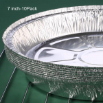 Apvalios aliuminio folijos keptuvės Vienkartinės talpyklos tiesiomis sienelėmis laikymui, kepimui 7 inch- 10Pack
