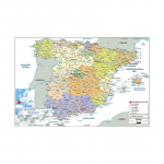 Administrative Map of Spain Canvas Painting Wall Art Poster School Supplies Living Room Home Decoration 84*59cm