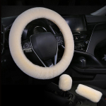 Universal Steering-wheel Plush Car Steering Wheel Covers Winter Faux Fur Hand Brake&Gear Cover 3 Pcs/ Set Car