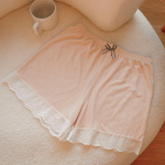 Universalios nėrinių saugos kelnės su mink&scaron;tais, patogiais ir elastingais nėrinių kra&scaron;tais, skirtos moteri&scaron;koms kelnėms one size rožinė