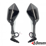 Skirtas Kawasaki NINJA Z750 Z800 Z900 Z1000 650R ER6N ER6F ER5 galinio vaizdo veidrodėlis 10 mm motociklo &scaron;oninis veidrodėlis su LED 10mm Black black
