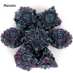 7 vnt. violetiniai žali lotoso žiedų metaliniai kauliukai, vientiso metalo daugiakampiai kauliukų rinkiniai, tinkami vaidmenų žaidimams RPG, stalo žaidimams, kortų žaidimams violetinė