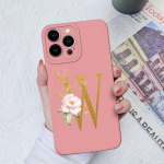 Apple iPhone 13 14 15 Pro Max X XS XR SE telefono dėklo dangtelis skystas mink&scaron;tas matinis silikonas, atsparus smūgiams, gėlių raidės iPhone korpuso buferiui iPhone XS Max