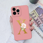 Apple iPhone 13 14 15 Pro Max X XS XR SE telefono dėklo dangtelis skystas mink&scaron;tas matinis silikonas, atsparus smūgiams, gėlių raidės iPhone korpuso buferiui iPhone 15 Pro Max