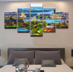 HD namų dekoro spausdintas plakatas &Scaron;iuolaikinė drobė svetainei 5 skydų pastatas Miestas Stokholmas &Scaron;vedija Sienų menas Modulinis paveikslas be rėmelio 20x35cm*2 20x45cm*2 20x55cm*1