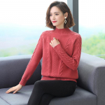 Ka&scaron;myro megztiniai Madingi rudens žiemos &scaron;ilti vilnos megztiniai džemperiai su ilgomis rankovėmis Moteri&scaron;ki stori, laisvi elastingi megztiniai megztiniai megzti vir&scaron;utinė dalis