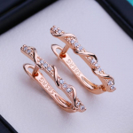 LSOOYH Clip Auskarai Rožinio aukso spalvos Madingi auskarai moterims Tu&scaron;čiaviduriai kubiniai cirkonio auskarai, papuo&scaron;alai A