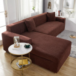 Vandeniui atsparus tvirtas elastingas sofos užvalkalas gyvenamajam kambariui, tamprus žakardo elastano kampas, L formos sofos sofos užvalkalas 3 seat 195-230cm kava