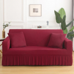 Labai elastingas, tamprus pagalvėlė sofos užvalkalas su sijonu Seersucker sofos užvalkalas Lengvai montuojamas baldų apsaugas 4-seater 235-300cm