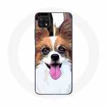Coque pour Samsung Galaxy A22 5G &Eacute;pagneul nain continental papillon Chiot Blanc et marron