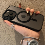Prabangus Magsafe skaidrus dėklas, skirtas iPhone 16 15 14 13 12 11 Pro X XS XR Max Mini 7 8 Plus SE 2022 magnetinis belaidžio įkrovimo dangtelis iPhone 11 juoda