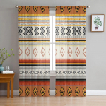 Bohemi&scaron;kas geometrinis dryžuotas ra&scaron;tas Miegamojo permatomos užuolaidos &Scaron;ventinė dekoracija Langų voilis tiulis 135W x 183H(cm)
