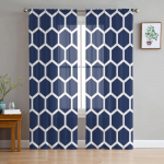 Geometrinės Retro Maroko Tiulio Užuolaidos Svetainei Miegamajam Skaidri Užuolaida Balkonui Holui Madingos Spausdintos Namų Užuolaidos 135W x 137H(cm)