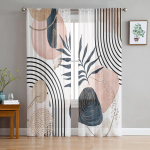 Modernūs Boho Abstraktūs Namų Tiulio Užuolaidos Miegamajam Svetainei Spausdintos Permatomos Užuolaidos Balkonui Vasaros Namų Dekoras 135W x 137H(cm) x 2