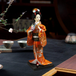 Etninės japoni&scaron;kos lėlės miniatiūrinės figūrėlės 9 colių rankų darbo Rytų kabuki ponios statulėlė Style C