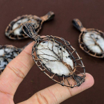 Natural Rainbow Moonstone Gemstone Copper Wire Wrap Gift Pendant 3.43 j8q71