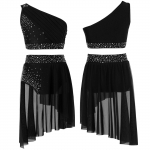 Vaikų, mergaičių, 2 dalių &scaron;okių apranga, baleto gimnastika, triko, sportinė apkarpyta vir&scaron;utinė suknelė su sijonu, lyri&scaron;ka &scaron;okių suknelė 13-14 Years