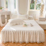 Pavasario ir vasaros nėriniuotas lovos sijonas Vienvietis princesės nėrinių &scaron;lifuotas čiužinys Neslystantis apsauginis užvalkalas lovatiesė Dovana 150*200cm 3pcs