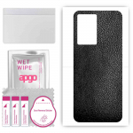apgo Protective Skin Sticker for the back compatible with Oppo A57 4G, Wrap Film, Foil, Vinyl - Pattern Black Leather