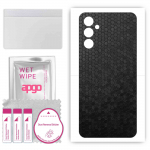 apgo Protective Skin Sticker for the back compatible with Samsung Galaxy M14, Wrap Film, Foil, Vinyl - Pattern Black Honeycomb