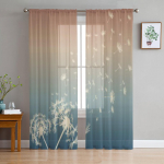 Abstraktus kortelės su kiaulpienėmis tiulio permatomi užuolaidos svetainei, kambariui, miegamajam, virtuvės dekoravimui, voile organzos užuolaidos 135W x 114H(cm)
