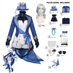 Furina/Focalors Cosplay Anime žaidimas Genshin Impact Kostiumas Karūnuotas Prima Uniforma Perukas Kepurė Suknelė Moteri&scaron;ka Helovino vakarėlis Vaidmenų žaidimas Drabužių komplektai s